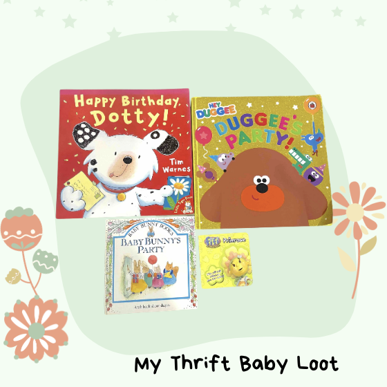 Set of 4 Like new party books for babies